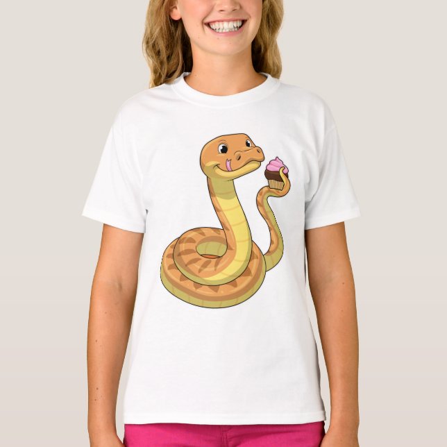 Schlange mit Muffin T-Shirt (Vorderseite)