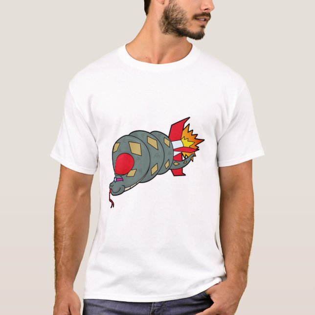 Schlange mit Rakete T-Shirt (Vorderseite)