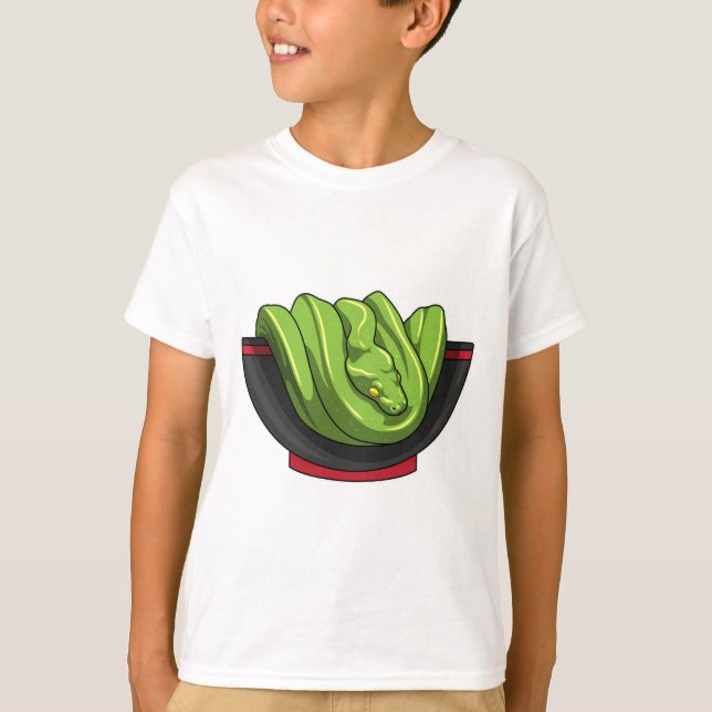 Schlange mit Ramen Bowl T-Shirt (Vorderseite)
