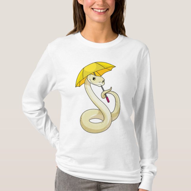 Schlange mit Regenschirm T-Shirt (Vorderseite)