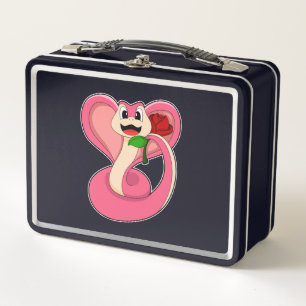 Schlange mit Rose Metall Brotdose