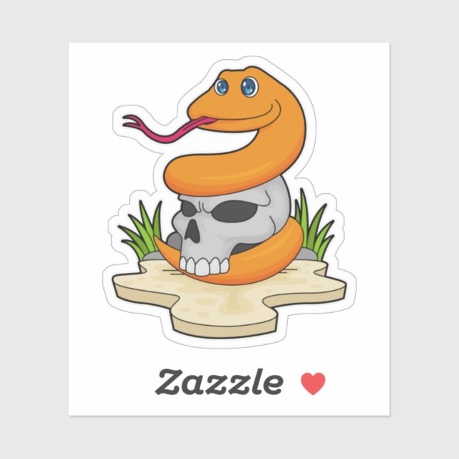 Schlange mit Schädel Aufkleber (Blatt)