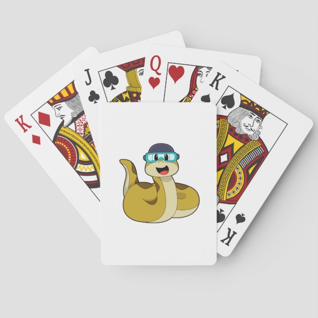 Schlange mit Schwimmbrille Spielkarten (Rückseite)