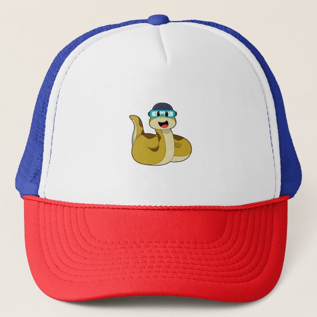 Schlange mit Schwimmbrille Truckerkappe (Vorderseite)