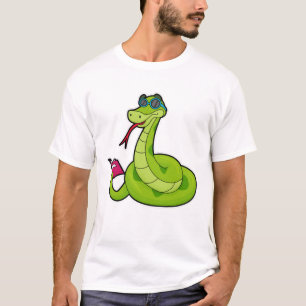 Schlange mit Sonnenbrille & Buch T-Shirt