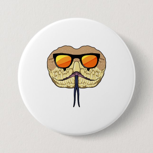 Schlange mit Sonnenbrille Button (Vorderseite)