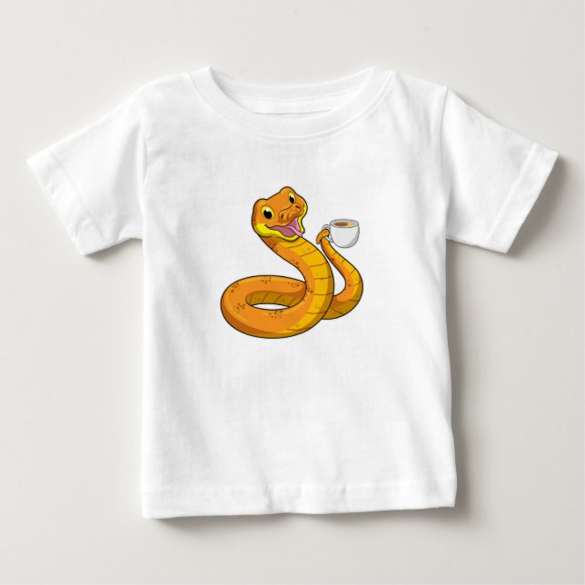 Schlange mit Tasse Kaffee Baby T-shirt (Vorderseite)