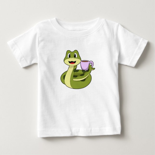 Schlange mit Tasse Kaffee Baby T-shirt (Vorderseite)