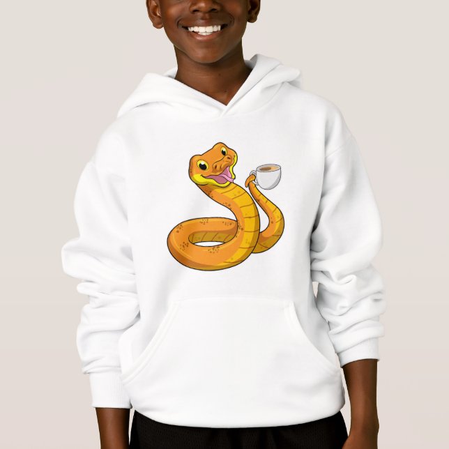 Schlange mit Tasse Kaffee Hoodie (Vorderseite)
