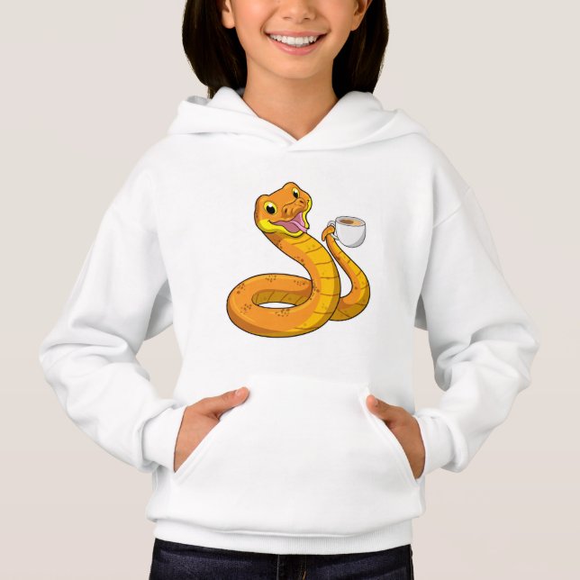 Schlange mit Tasse Kaffee Hoodie (Vorderseite)