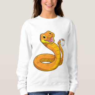 Schlange mit Tasse Kaffee Sweatshirt