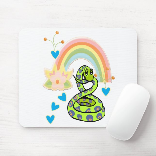 Schlange Rainbow Floral Weiße Maus Pad! Mousepad (Mit Mouse)