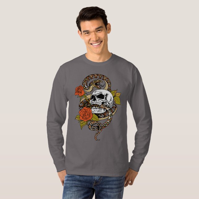 Schlange, Schädel und Rose T-Shirt (Vorne ganz)