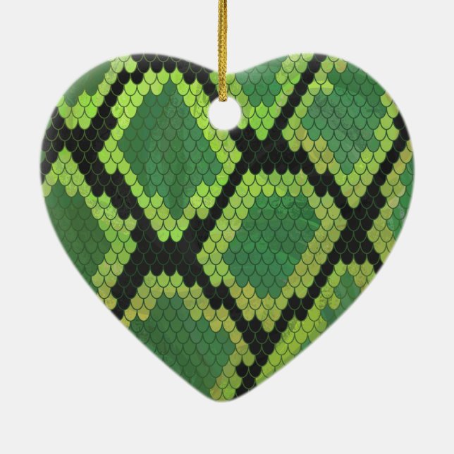 Schlange Schwarz und Grün Keramik Ornament (Hinten)