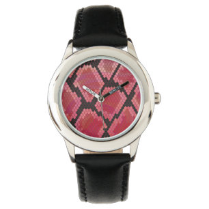 Schlange Schwarz und Rot Print Armbanduhr