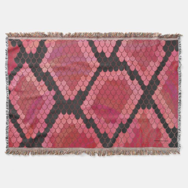 Schlange Schwarz und Rot Print Decke (Vorderseite)