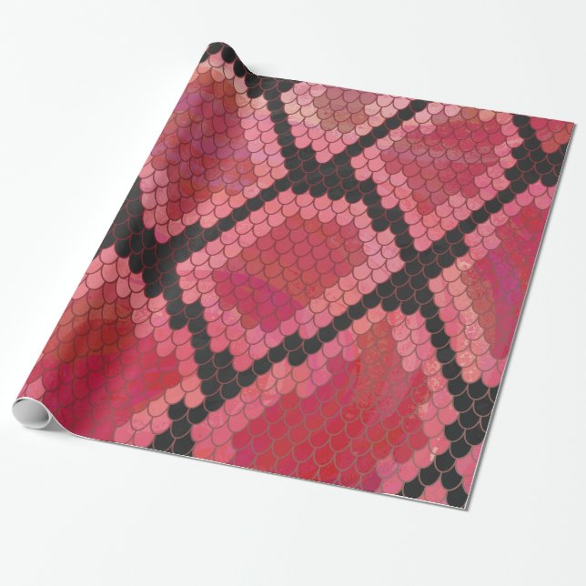 Schlange Schwarz und Rot Print Geschenkpapier (Ungerollt)