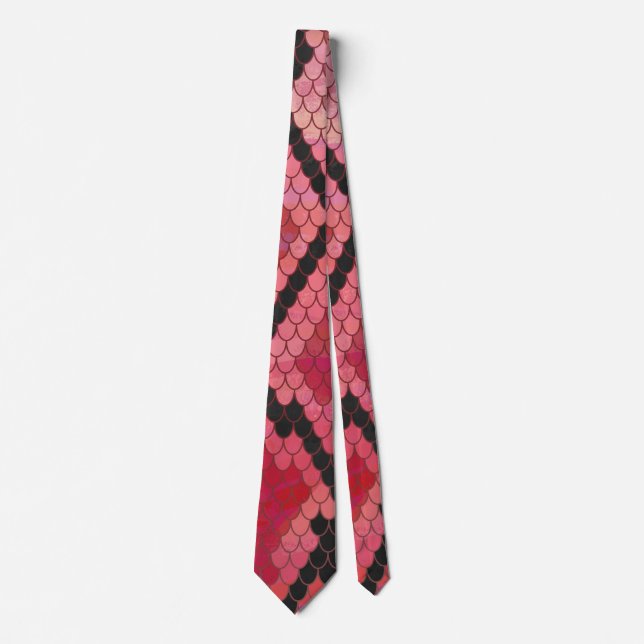 Schlange Schwarz und Rot Print Krawatte (Vorderseite)