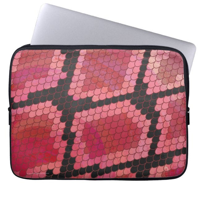 Schlange Schwarz und Rot Print Laptopschutzhülle (Vorderseite)