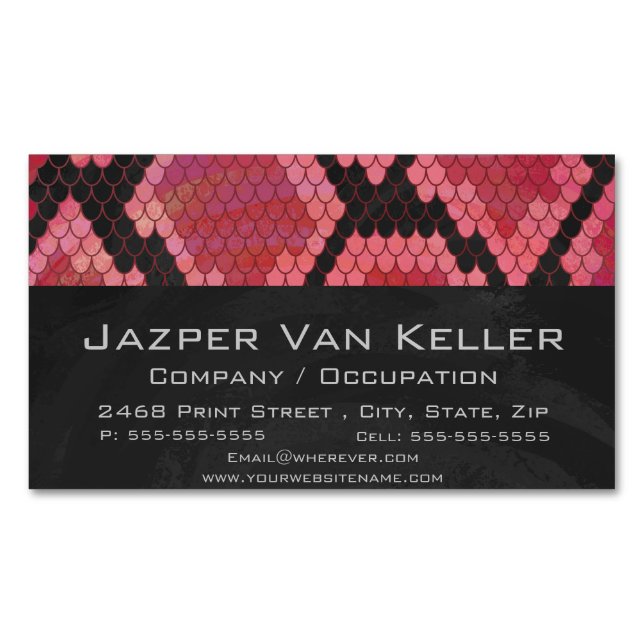 Schlange Schwarz und Rot Print Magnetische Visitenkarte (Vorderseite)