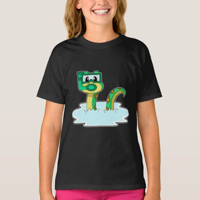 Schlange Schwimmen Schwimmbrille T-Shirt (Vorderseite)