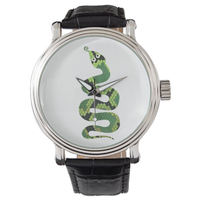 Schlange Silhouette für Schwarz und Grün Armbanduhr (Vorderseite)