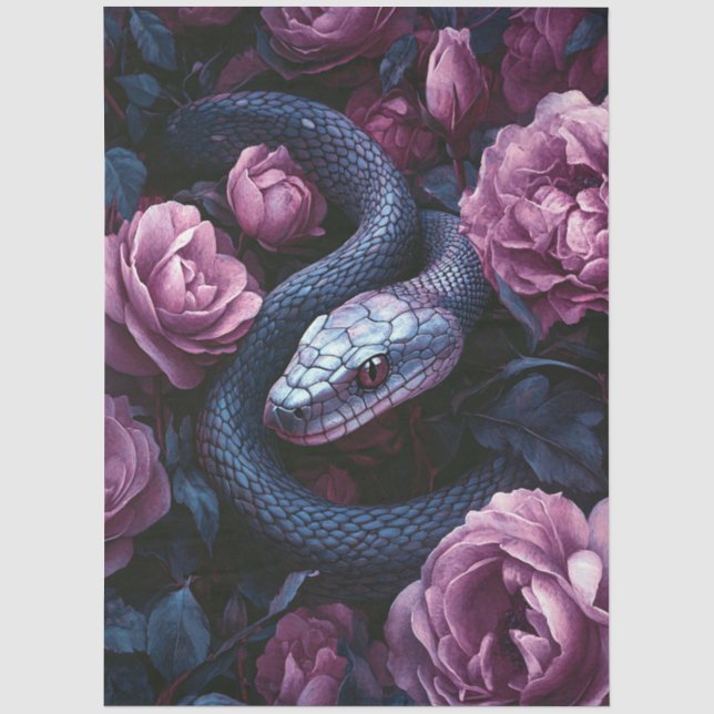 Schlange überzogen zwischen Lila Rose Seidenpapier (Vorderseite)