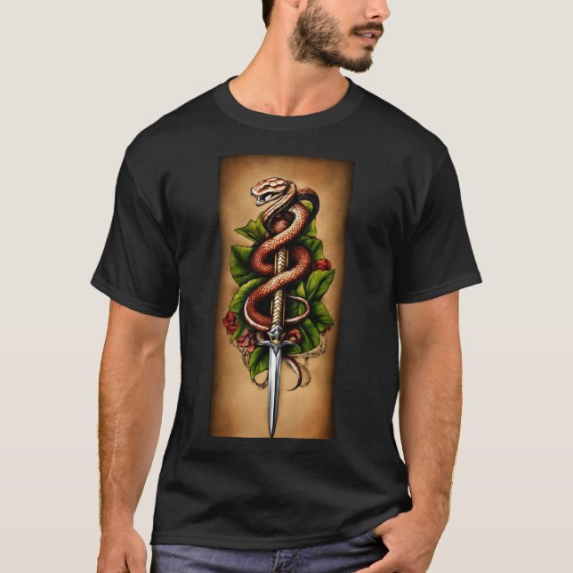 Schlange umhüllt um dagger T - Shirt (Vorderseite)