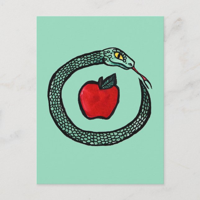 Schlange und Apfel Postkarte (Vorderseite)