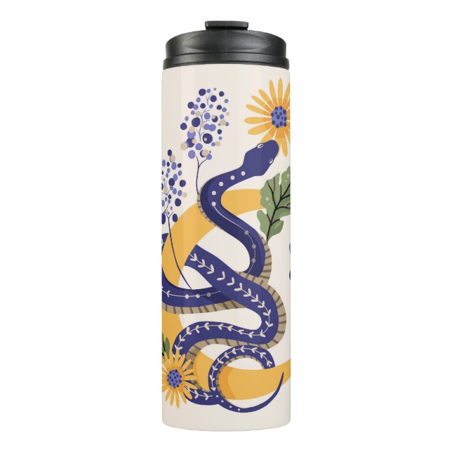 Schlange- und Blumenmärchen Thermosbecher (Vorderseite)