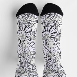 Schlange und botanische Doodles mit Flora Socken