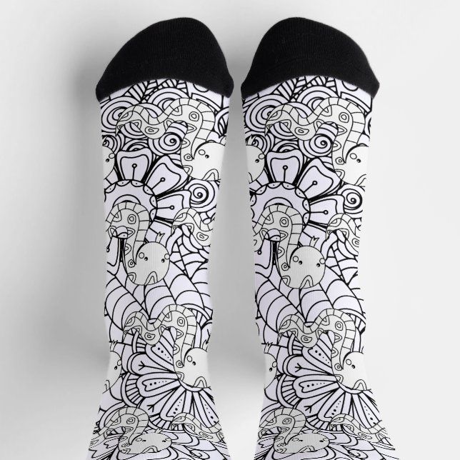 Schlange und botanische Doodles mit Flora Socken (Oben)
