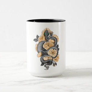 Schlange und gelbe Rosen Tasse