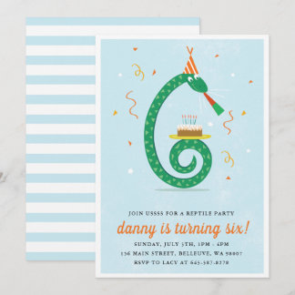 Schlange und Kuchen Einladung zum Geburtstag