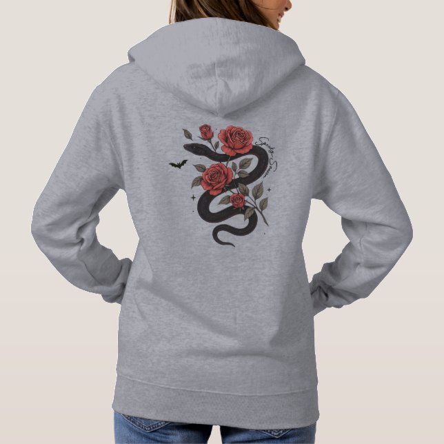 Schlange und Rose Hoodie - Gotisches Blumendesign (Rückseite)