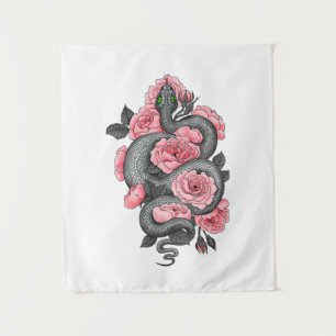 Schlange und Rose Wandteppich