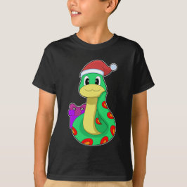 Schlange Weihnachtsfeier Weihnachtsmannmütze T-Shirt