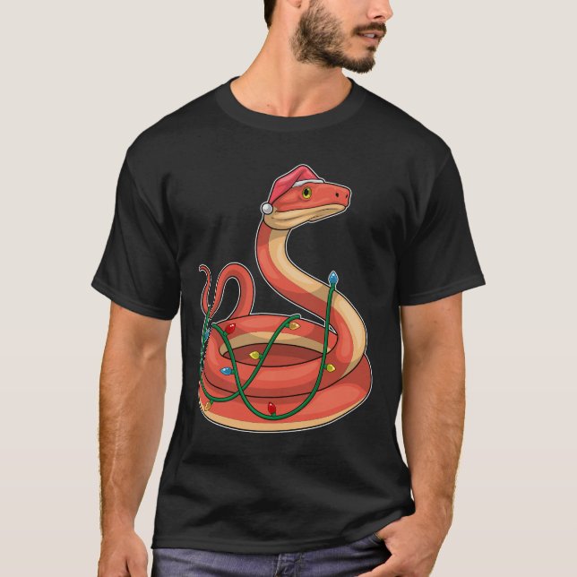 Schlange Weihnachtsleuchten T-Shirt (Vorderseite)