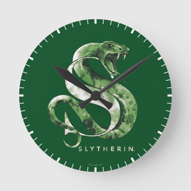 Schlangen-Aquarell Harry Potters | SLYTHERIN™ Runde Wanduhr (Vorderseite)