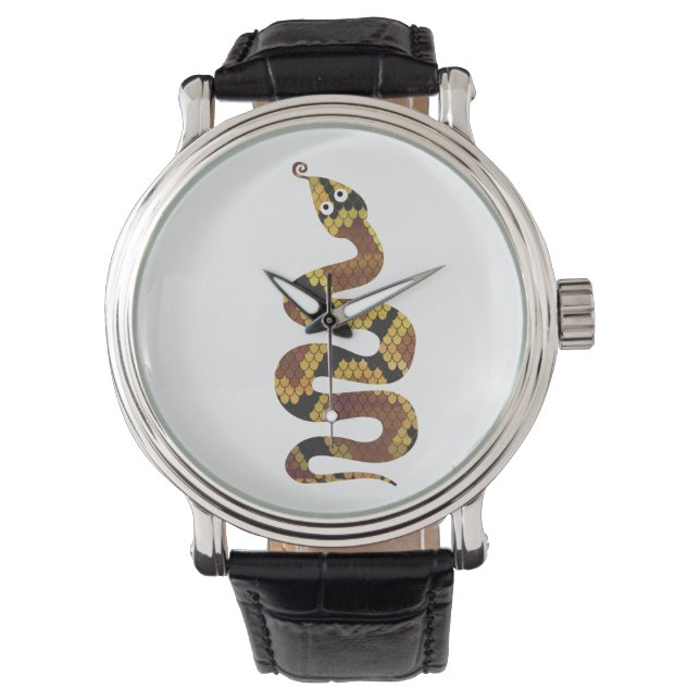 Schlangen-Braun- und Gold-Silhouette Armbanduhr (Vorderseite)