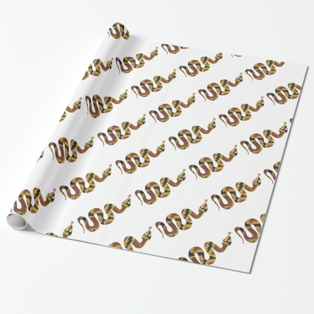 Schlangen-Braun- und Gold-Silhouette Geschenkpapier (Ungerollt)