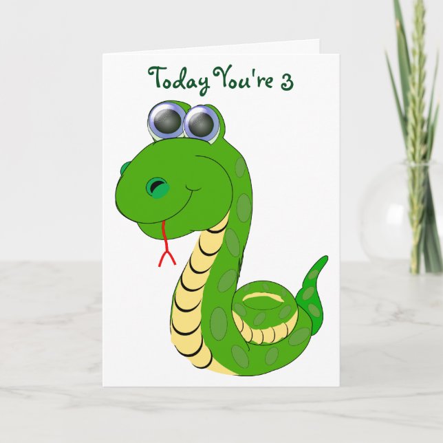 Schlangen Design Personalisiert 3. Geburtstag Karte (Vorderseite)