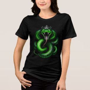 Schlangen-König-T-Shirt   Grüne Vipernkrone Gothic Tri-Blend Shirt