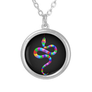 Schlangen-psychedelische Regenbogen-Halskette Versilberte Kette