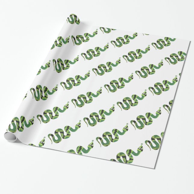 Schlangen-schwarze und grüne Druck-Silhouette Geschenkpapier (Ungerollt)