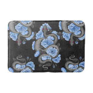 Schlangen und blaue Rose Badematte