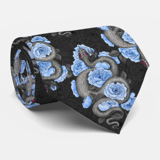 Schlangen und blaue Rose Krawatte