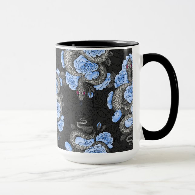 Schlangen und blaue Rose Tasse (Rechts)