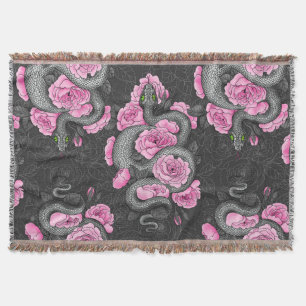 Schlangen und rosa Rosen Decke