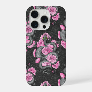 Schlangen und rosa Rosen iPhone 15 Pro Hülle